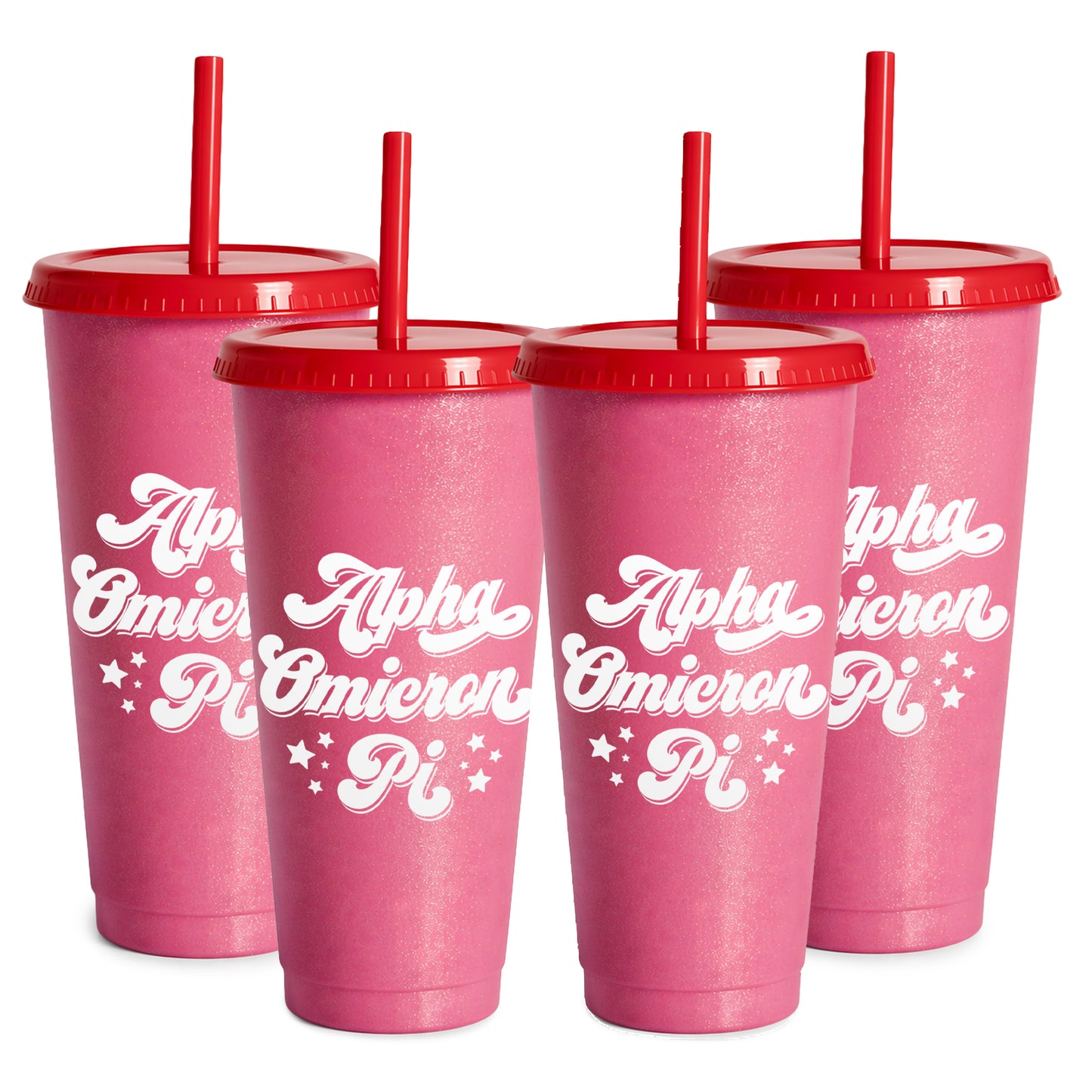 Alpha Omicron Pi Glitter Color Changing Cup 4-Pack