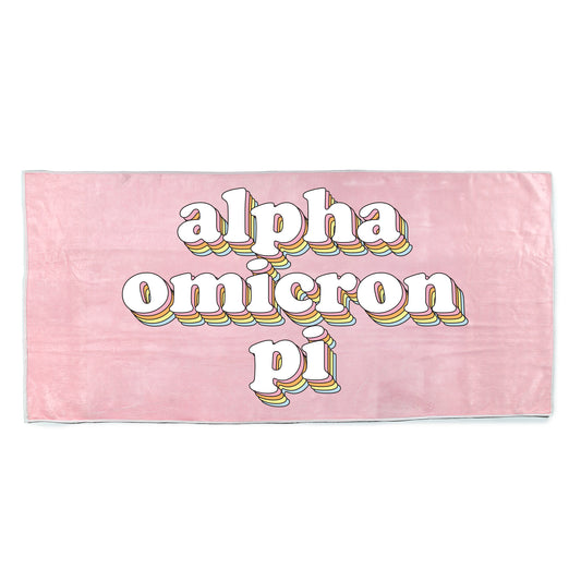 Alpha Omicron Pi Plush Retro Beach Towel
