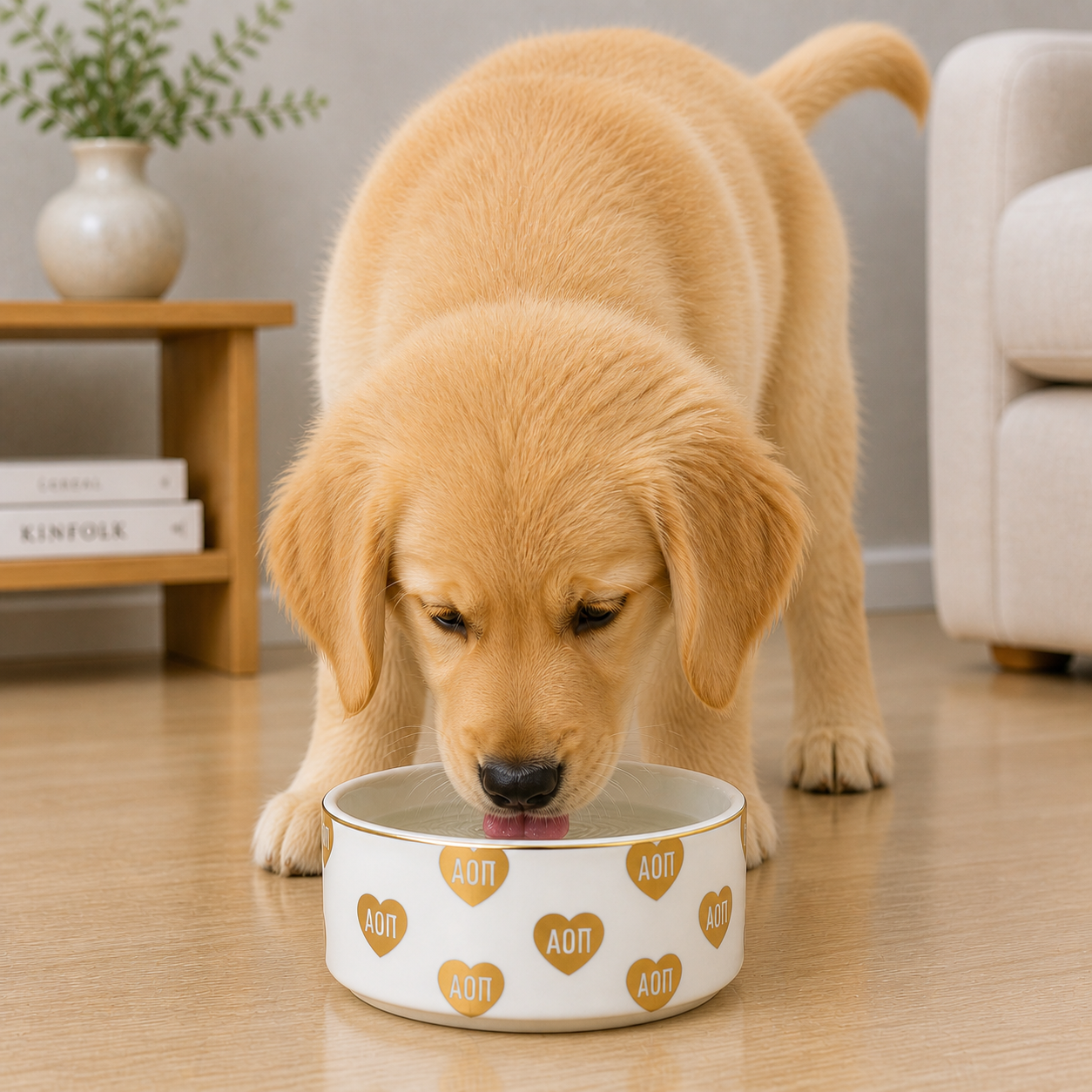 Alpha Omicron Pi Pet Bowl- 6" Ceramic Bowl For Dogs and Cats
