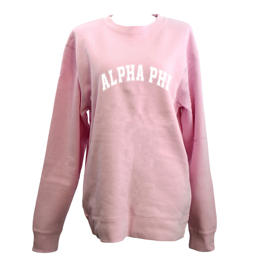 Alpha Phi Sweatshirt- Crewneck Varsity Letters Design