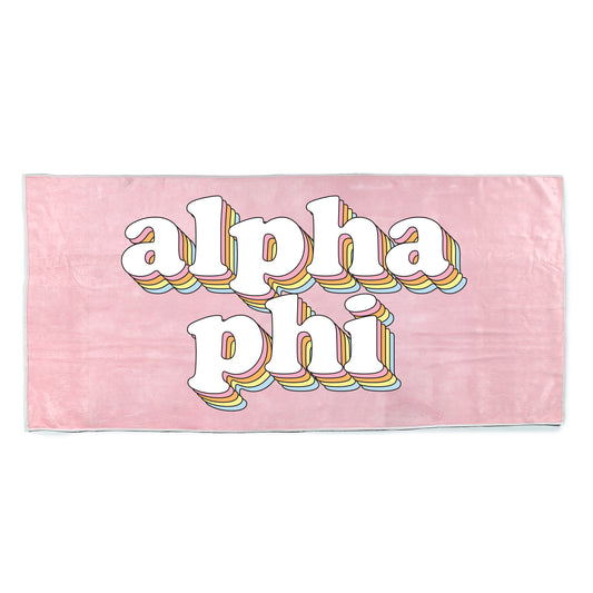 Alpha Phi Plush Retro Beach Towel
