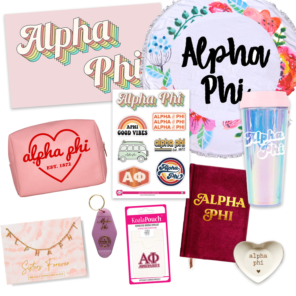 Alpha Phi Celebrate Sisterhood Sorority Gift Box- 10 unique items
