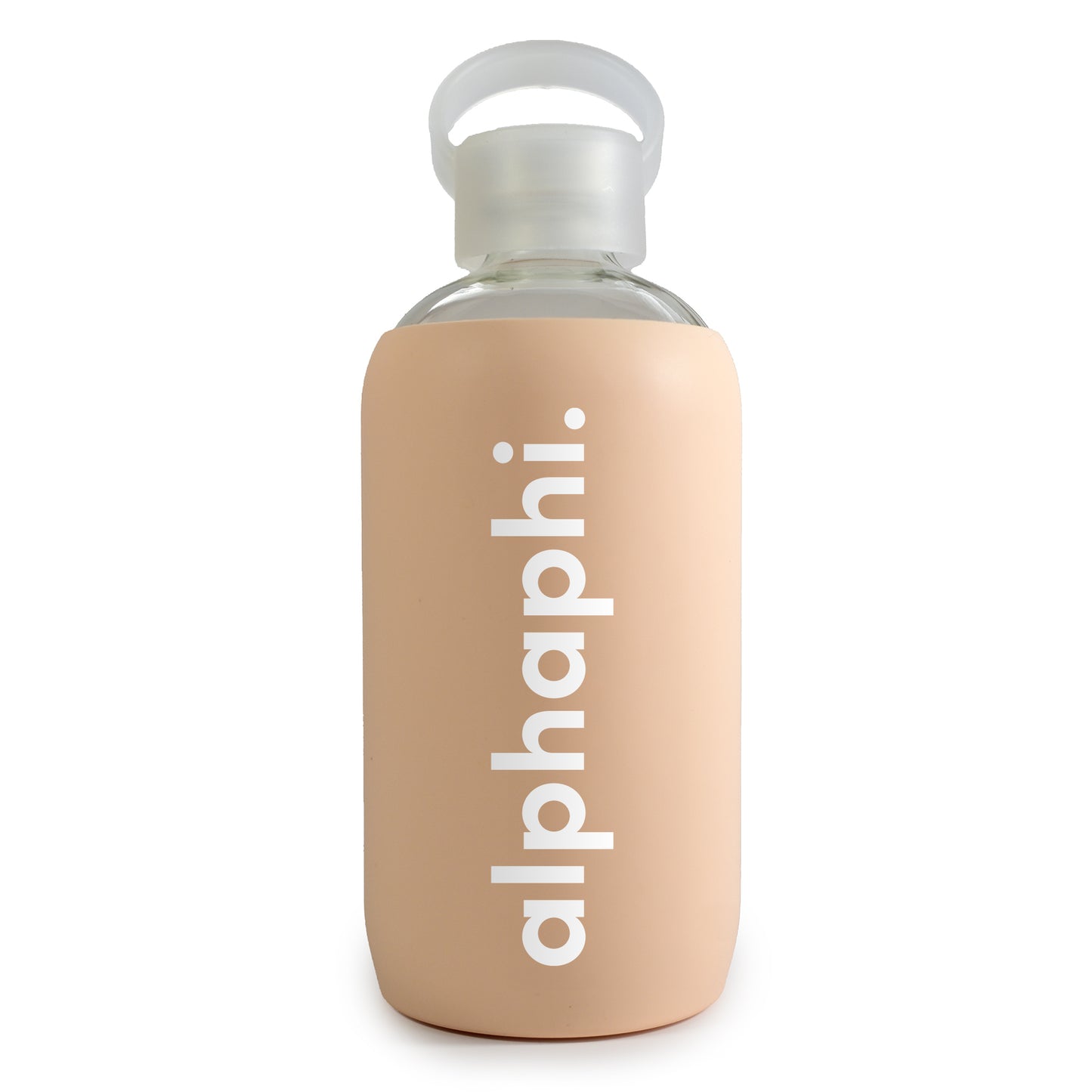 Alpha Phi Glass Water Bottle with Silicone Sleeve