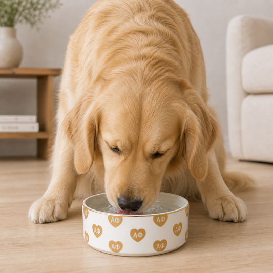 Alpha Phi Pet Bowl- 6" Ceramic Bowl For Dogs and Cats