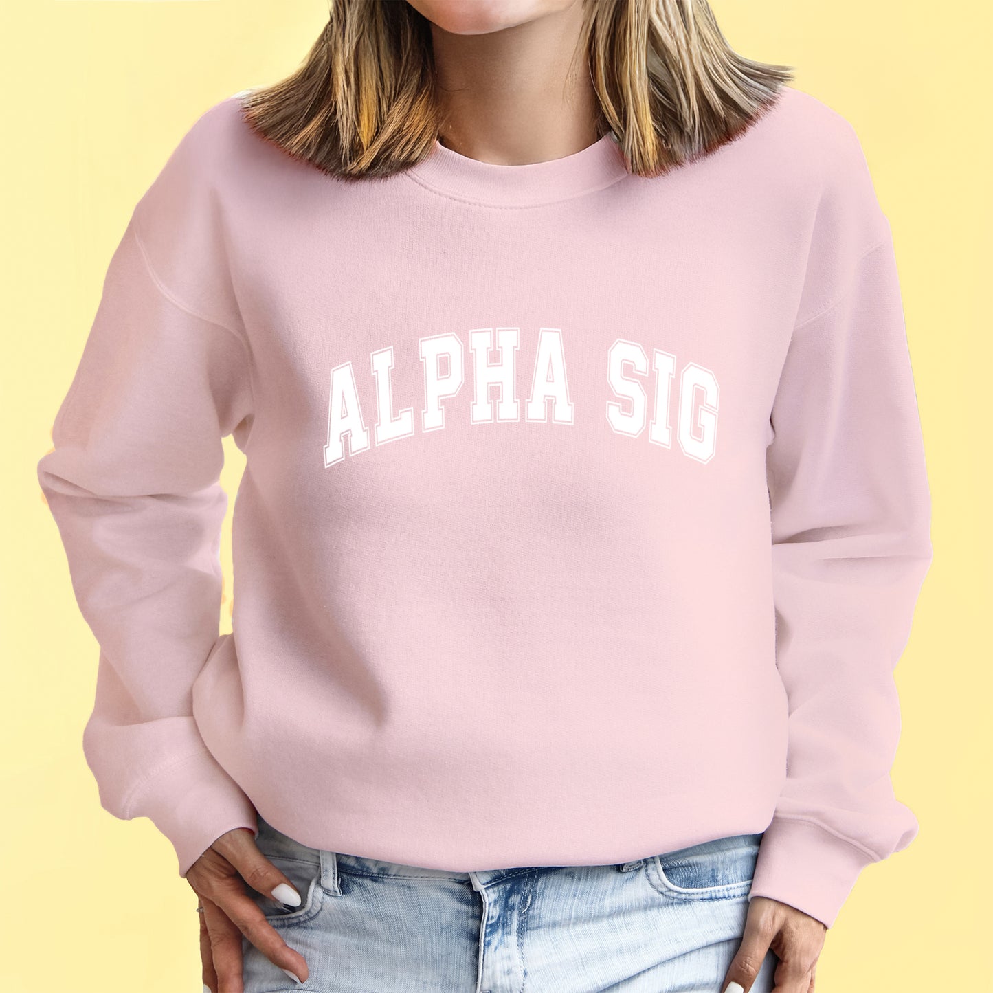 Phi Mu Sweatshirt- Crewneck Varsity Letters Design