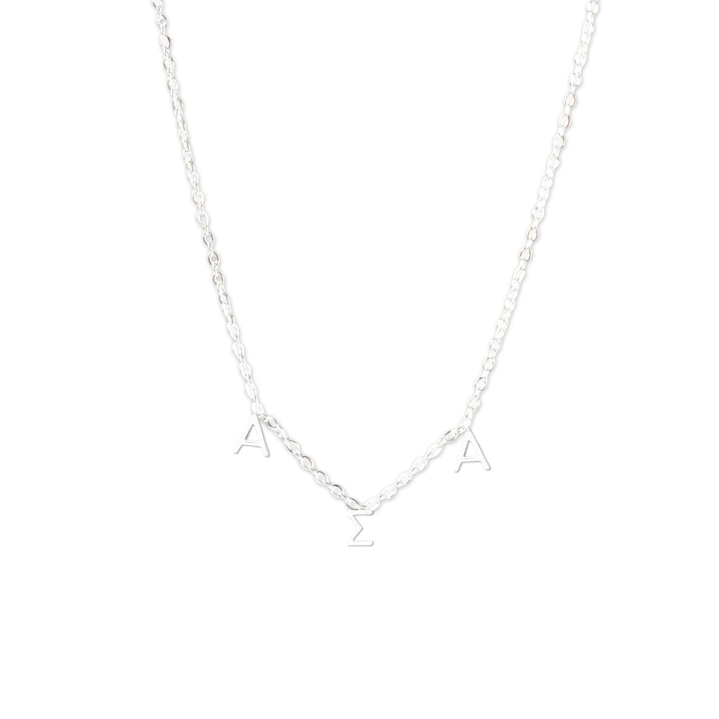 Alpha Sigma Alpha Silver Greek Letters Necklace