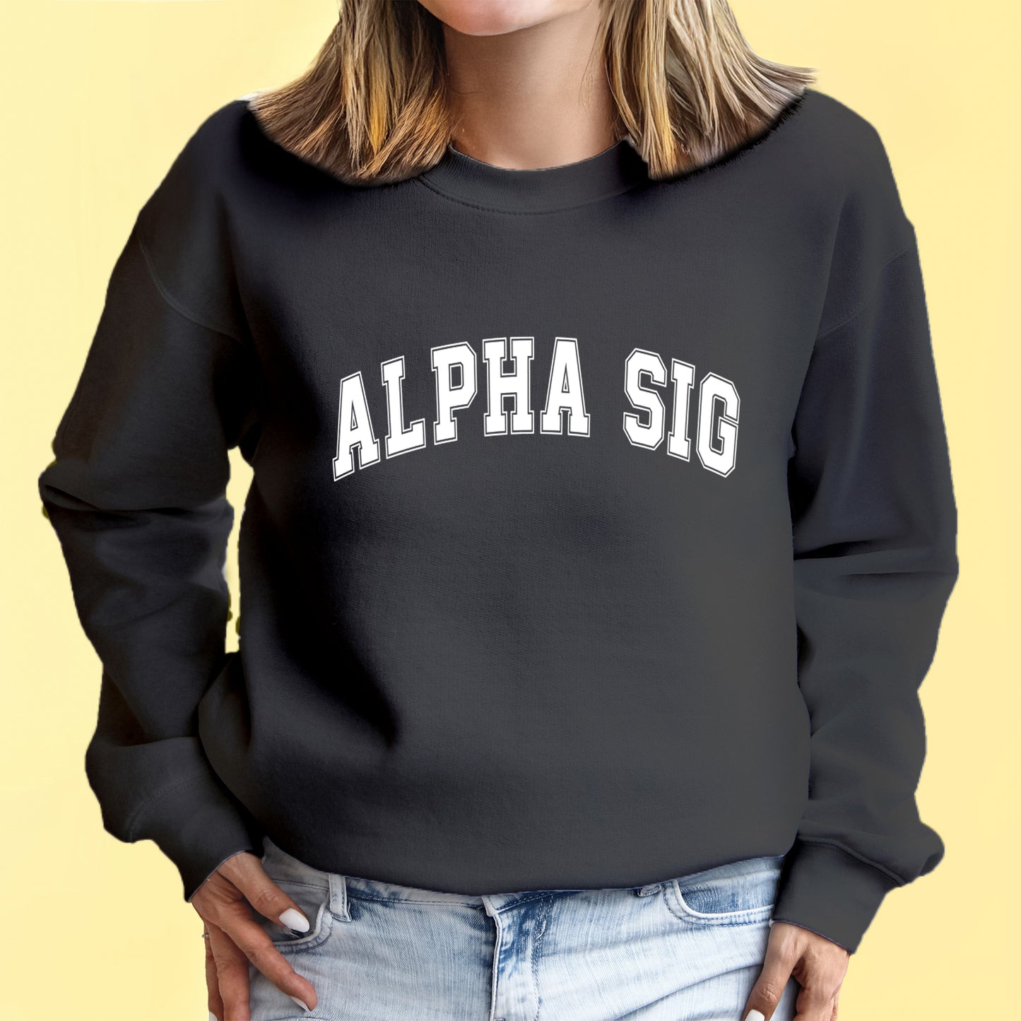 Alpha Sigma Alpha Sweatshirt- Crewneck Varsity Letters Design
