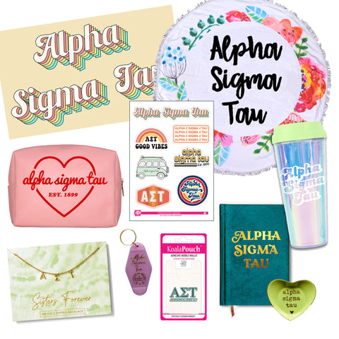 Alpha Sigma Tau Celebrate Sisterhood Sorority Gift Box- 10 unique items