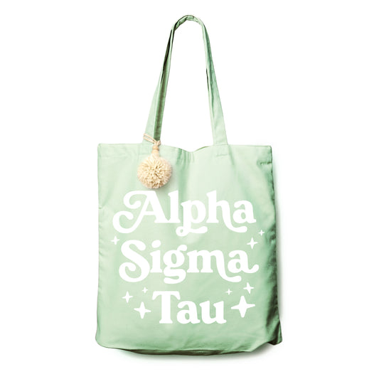 Alpha Sigma Tau Retro Pom Pom Tote Bag