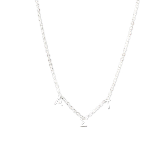 Alpha Sigma Tau Silver Greek Letters Necklace