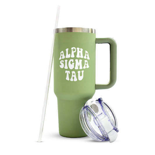 Alpha Sigma Tau Tumbler - 40oz Stainless Steel with Handle