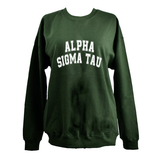 Alpha Sigma Tau Sweatshirt- Crewneck Varsity Letters Design