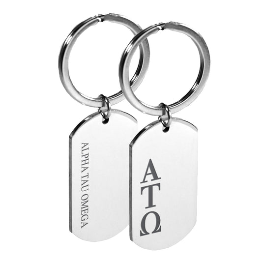 Alpha Tau Omega Fraternity Keychain- Stainless Steel Dog Tag Design