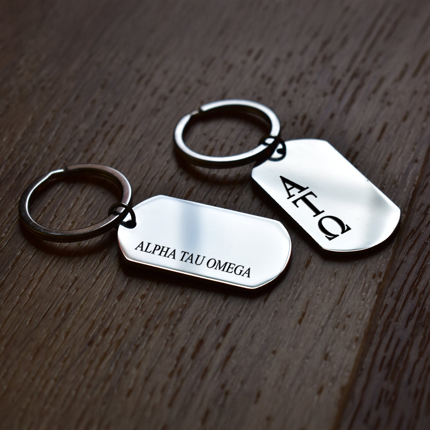 Alpha Tau Omega Fraternity Keychain- Stainless Steel Dog Tag Design
