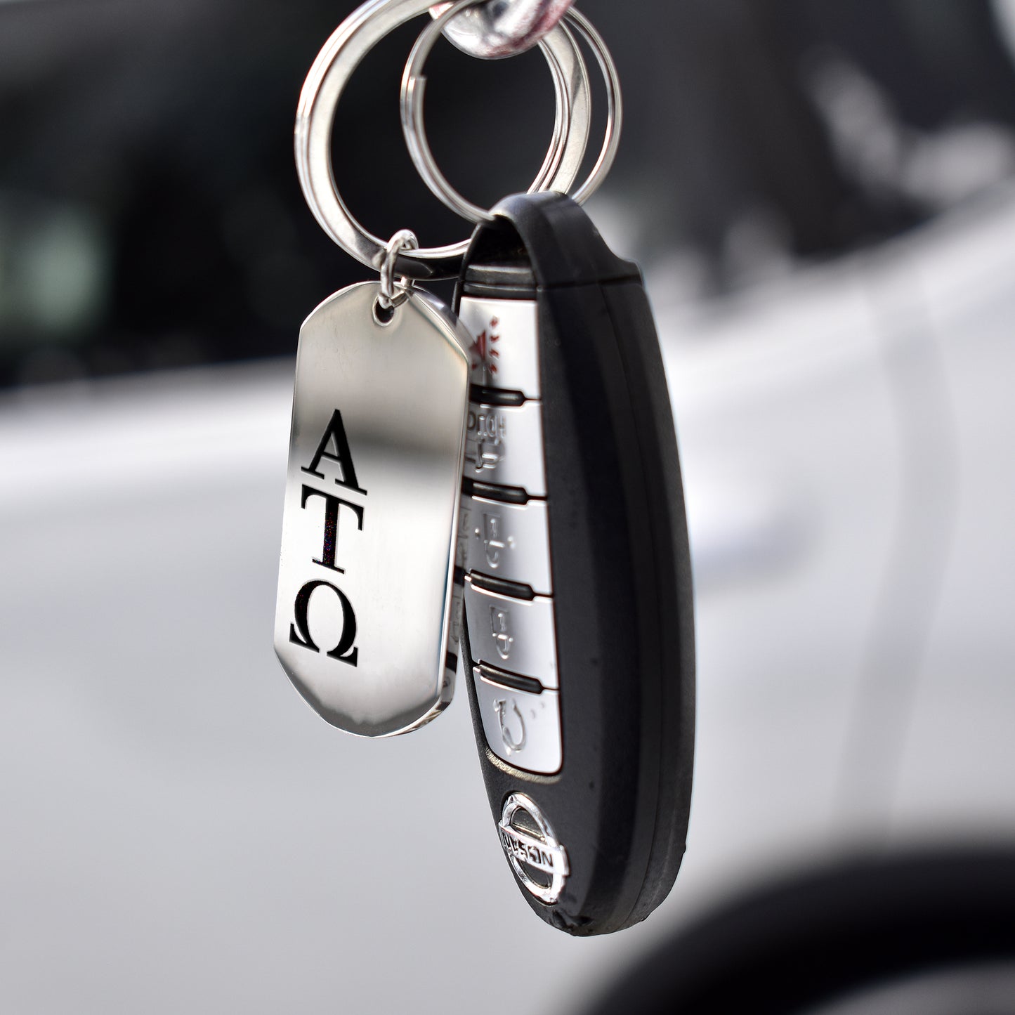 Alpha Tau Omega Fraternity Keychain- Stainless Steel Dog Tag Design