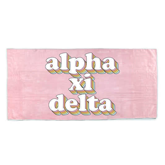 Alpha Xi Delta Plush Retro Beach Towel