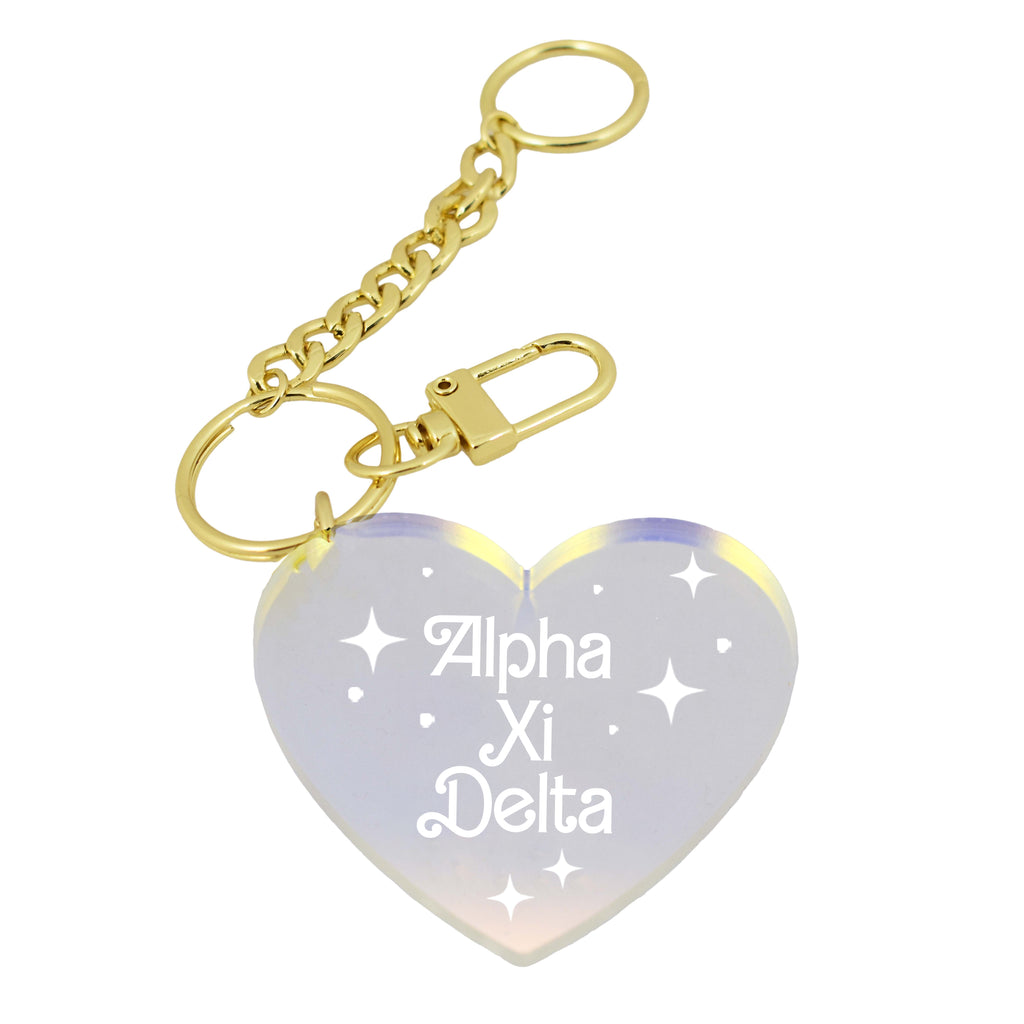 Alpha Xi Delta Keychain - Iridescent Heart Design