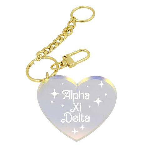 Alpha Xi Delta Keychain - Iridescent Heart Design