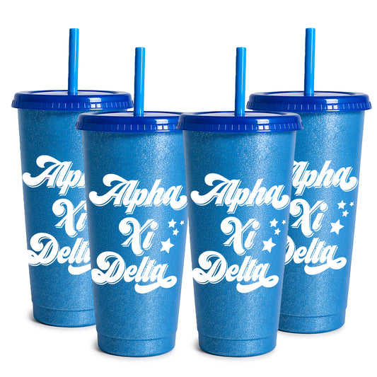 Alpha Xi Delta Glitter Color Changing Cup 4-Pack