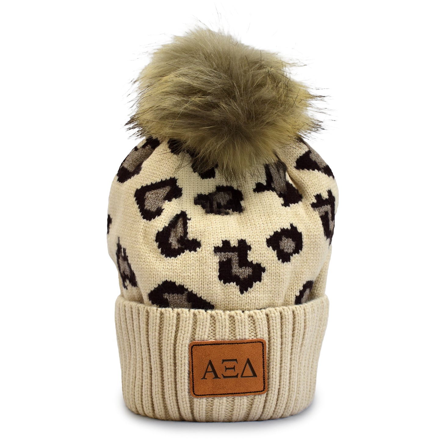 Alpha Xi Delta Leopard Design Beanie Hat