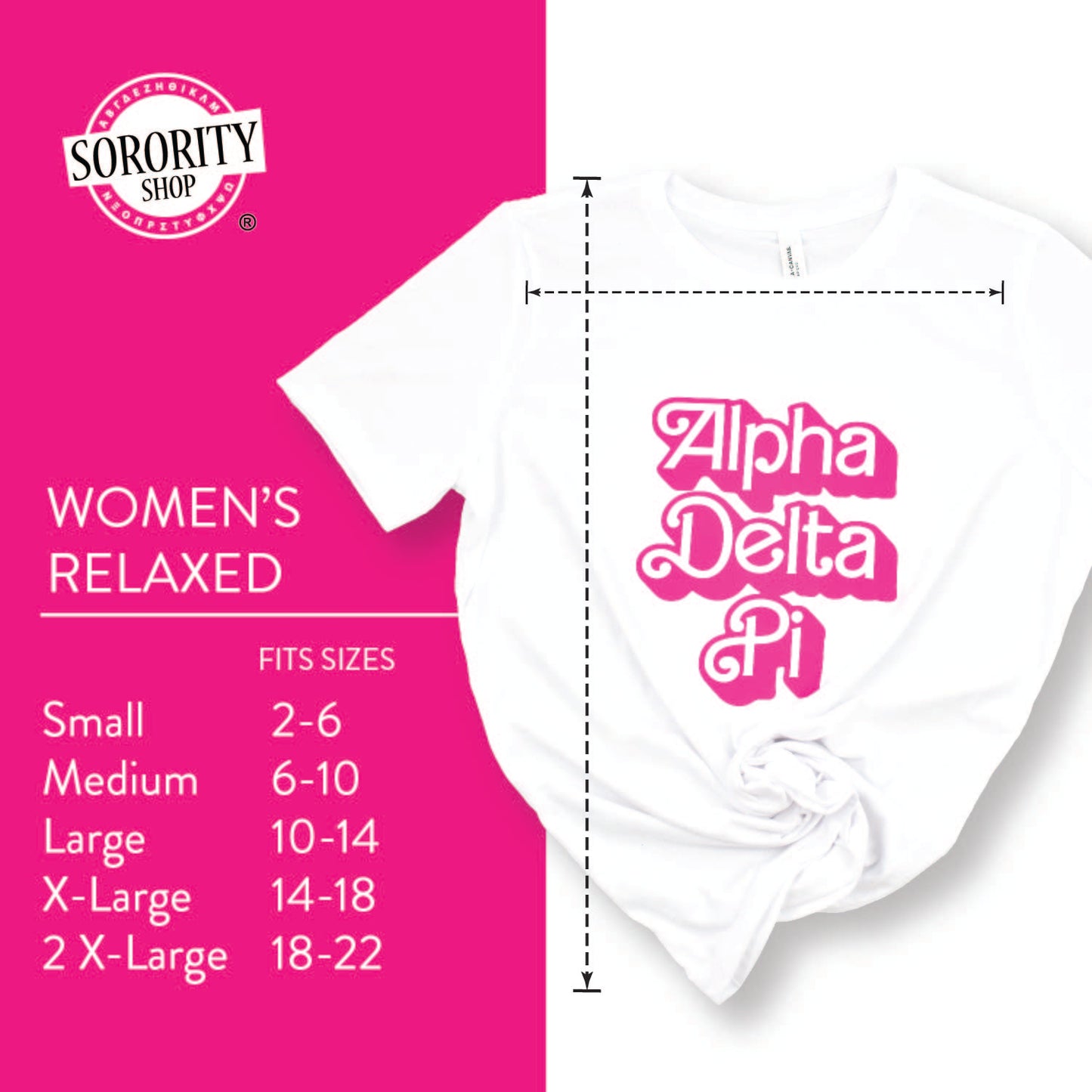 Delta Gamma T-Shirt- Retro Dolly Sorority Name Design, Relaxed Fit