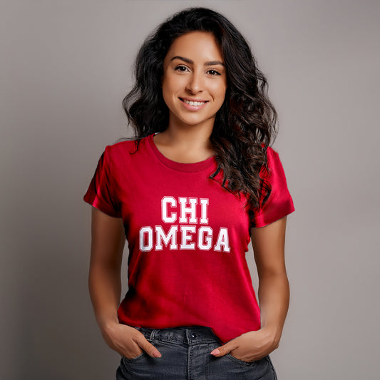 Chi Omega Sorority T-Shirt- Varsity Design