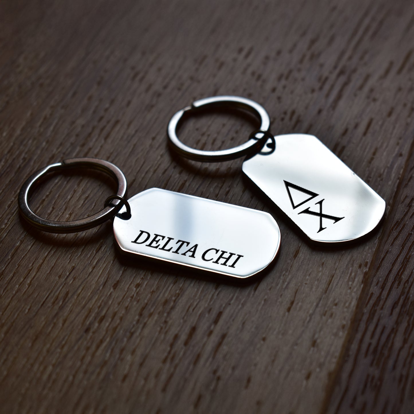 Delta Chi Fraternity Keychain- Stainless Steel Dog Tag Design