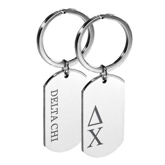 Delta Chi Fraternity Keychain- Stainless Steel Dog Tag Design