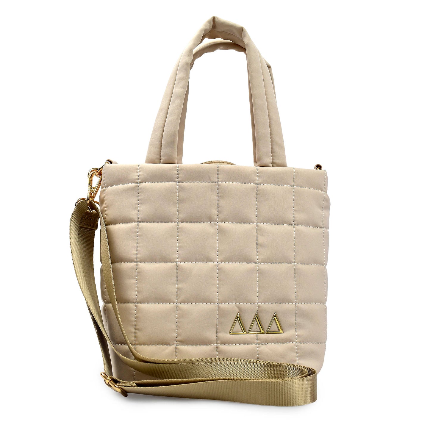 Delta Delta Delta Small Crossbody Quilted Tote Bag with Greek Letters