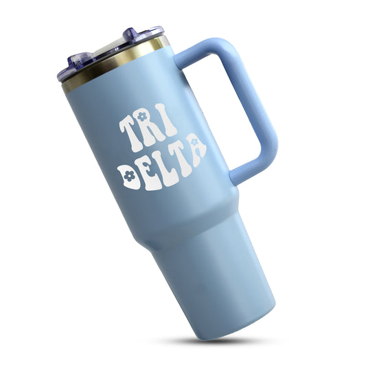 Tri Delta Tumbler - 40oz Stainless Steel with Handle