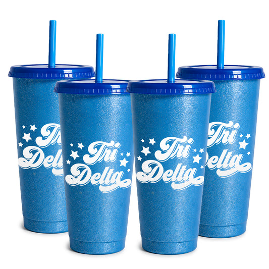 Delta Delta Delta Glitter Color Changing Cup 4-Pack