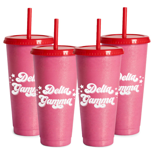 Delta Gamma Glitter Color Changing Cup 4-Pack