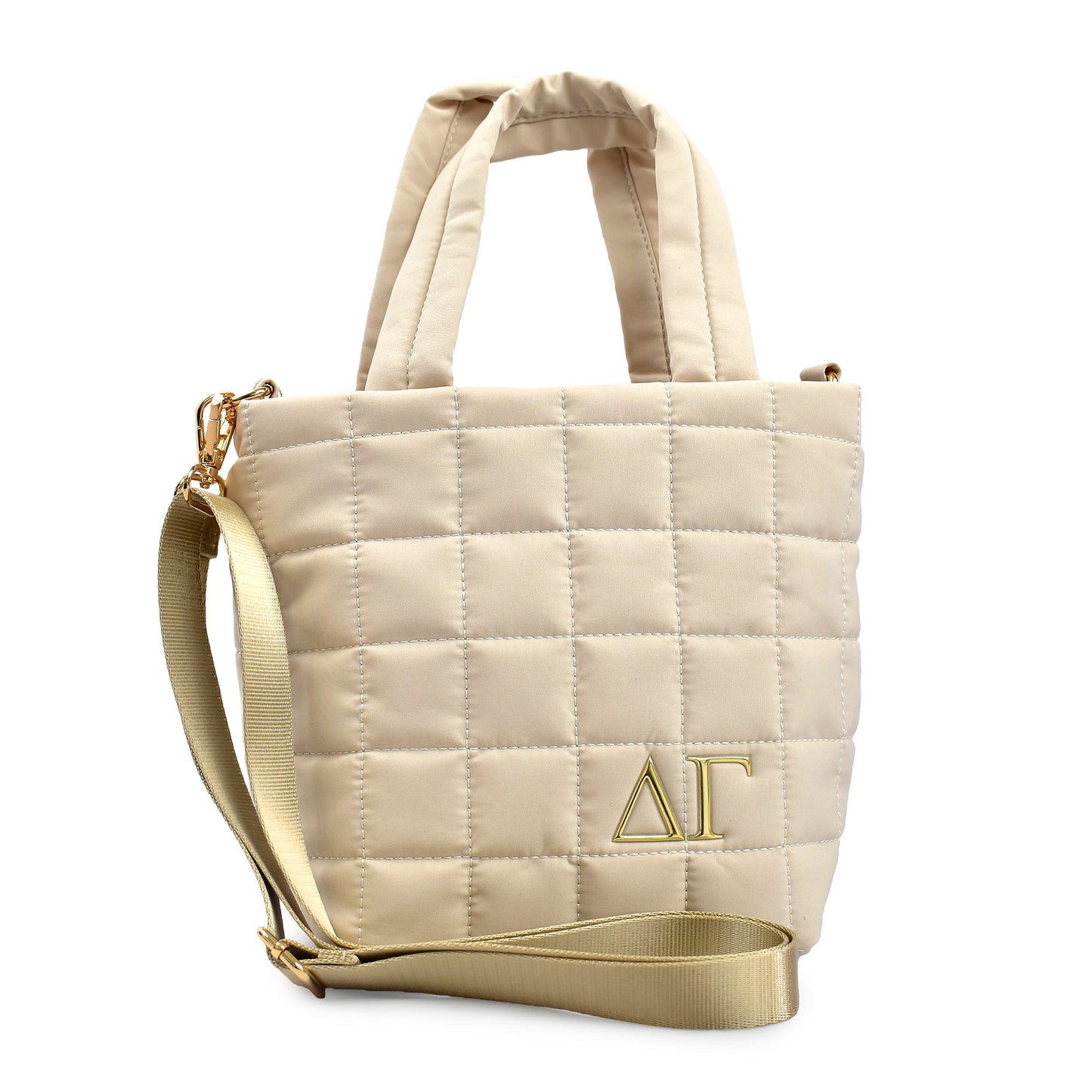 Delta Gamma Small Crossbody Quilted Tote Bag with Greek Letters