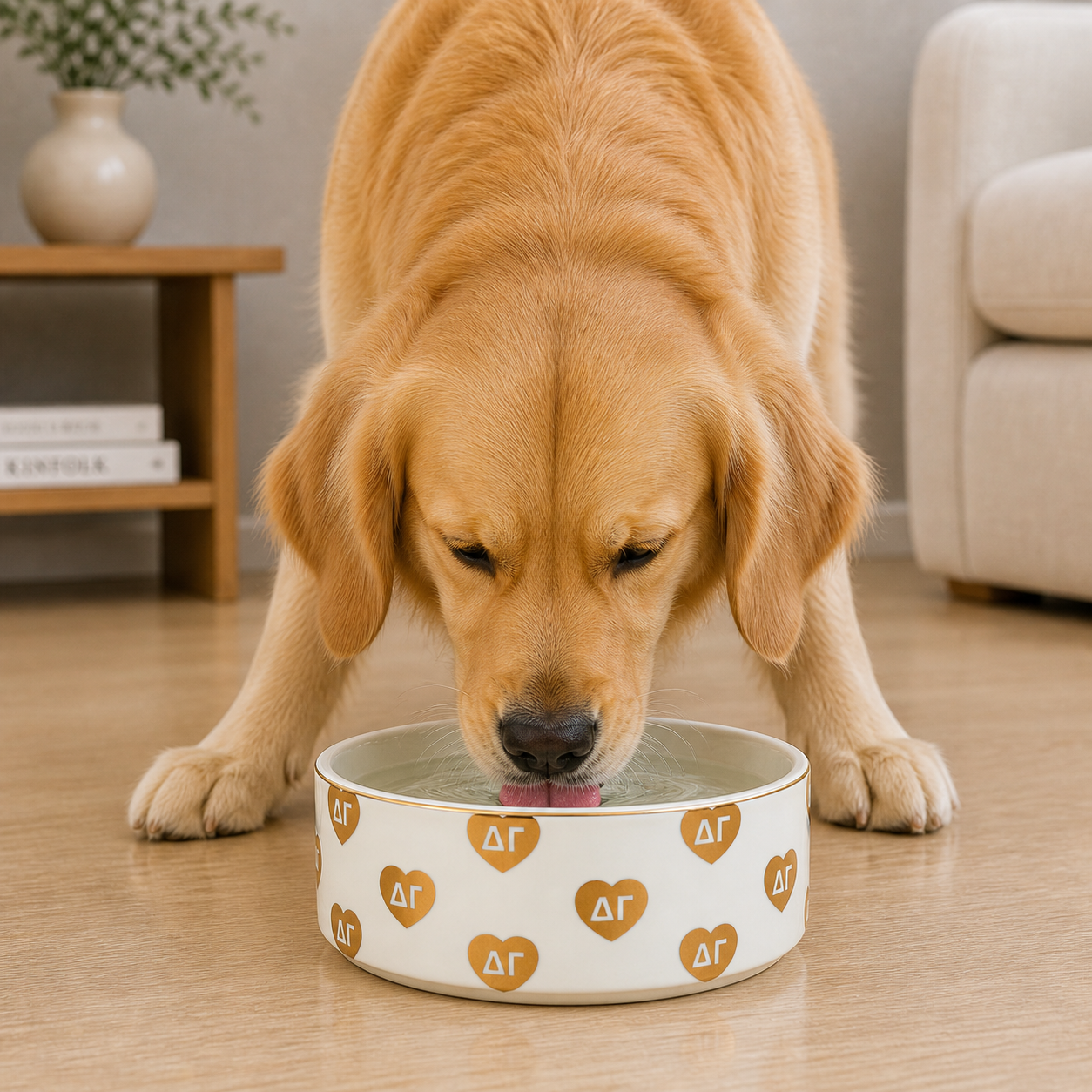 Delta Gamma Pet Bowl- 6" Ceramic Bowl For Dogs and Cats