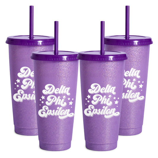 Delta Phi Epsilon Glitter Color Changing Cup 4-Pack