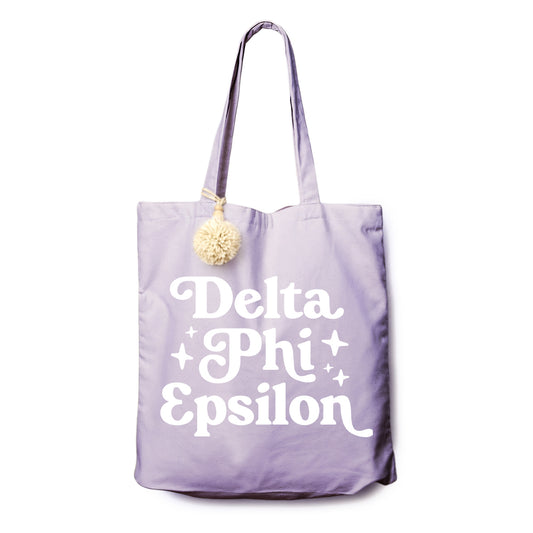 Delta Phi Epsilon Retro Pom Pom Tote Bag