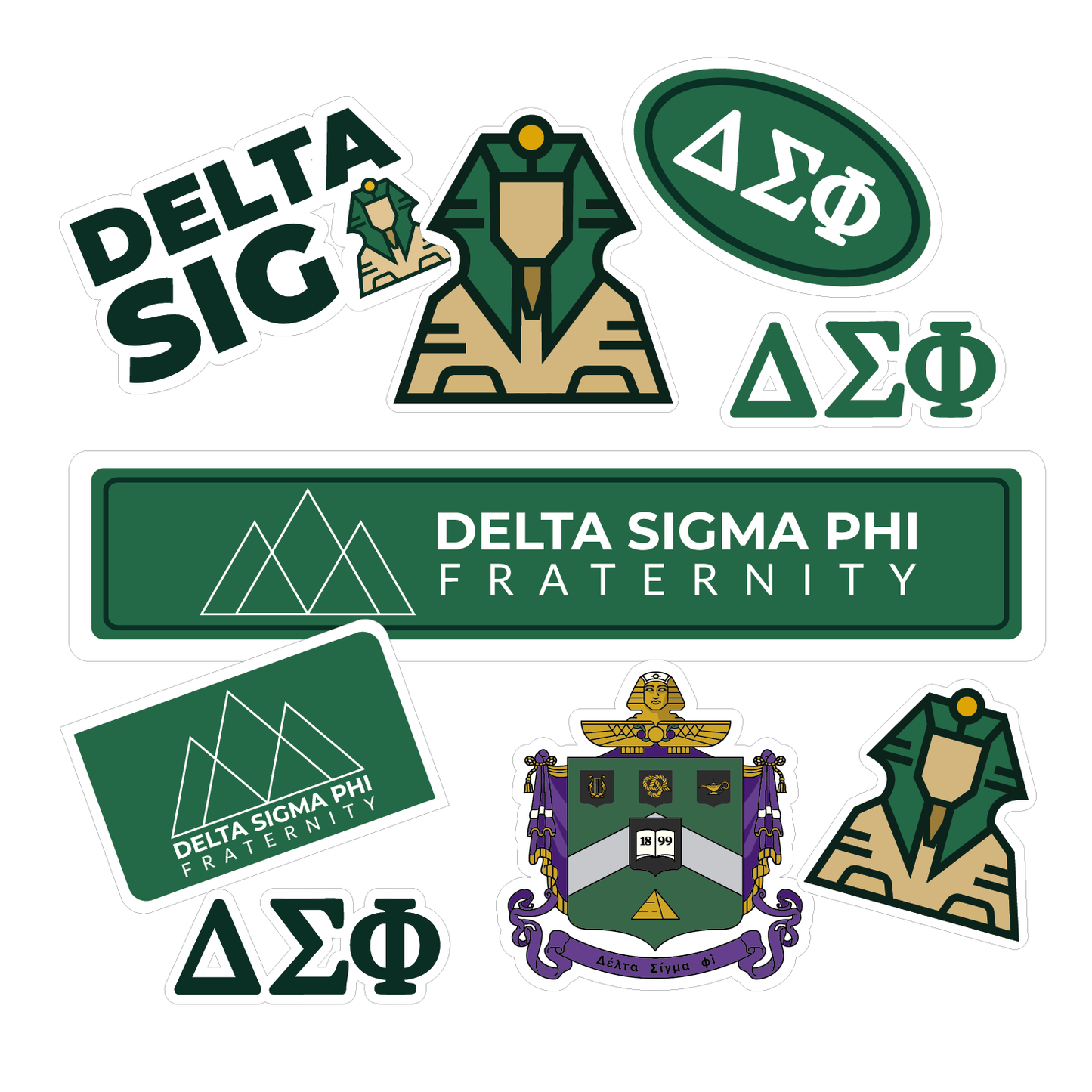 Delta Sigma Phi Fraternity Brand Focus Sticker Sheet