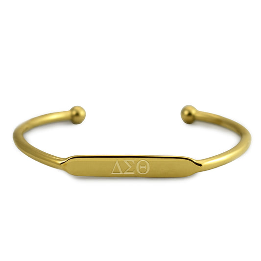 Delta Sigma Theta Bracelet- Gold-Plated Bangle with Greek Letters