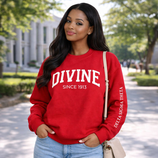 Delta Sigma Theta Sorority, Incorporated Sweatshirt- Divine and Sorority Name Design