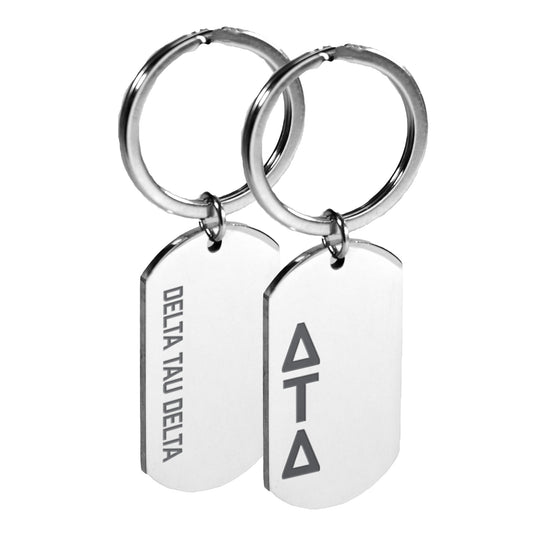 Delta Tau Delta Fraternity Keychain- Stainless Steel Dog Tag Design