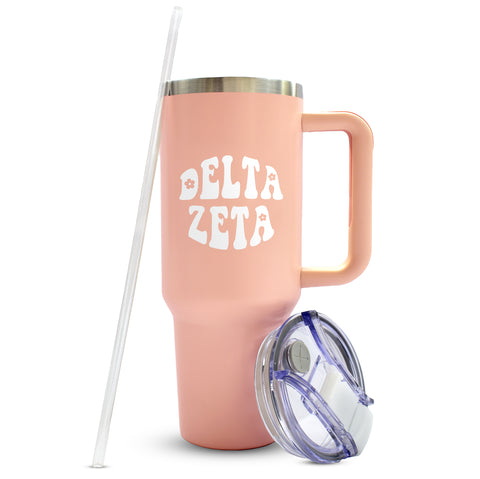 Delta Zeta Tumbler - 40oz Stainless Steel with Handle