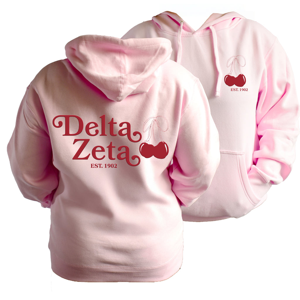Delta Zeta Hooded Sweatshirt with Cherries and Sorority Name