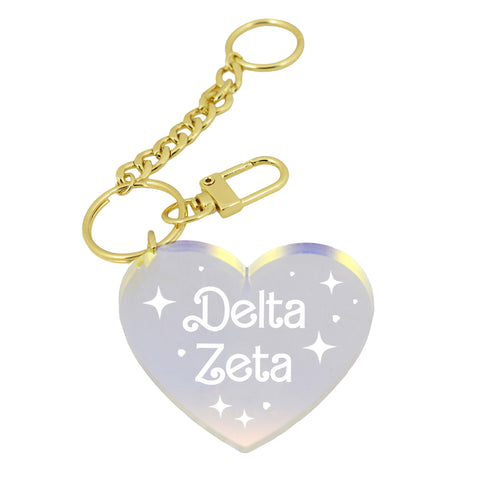 Delta Zeta Keychain - Iridescent Heart Design