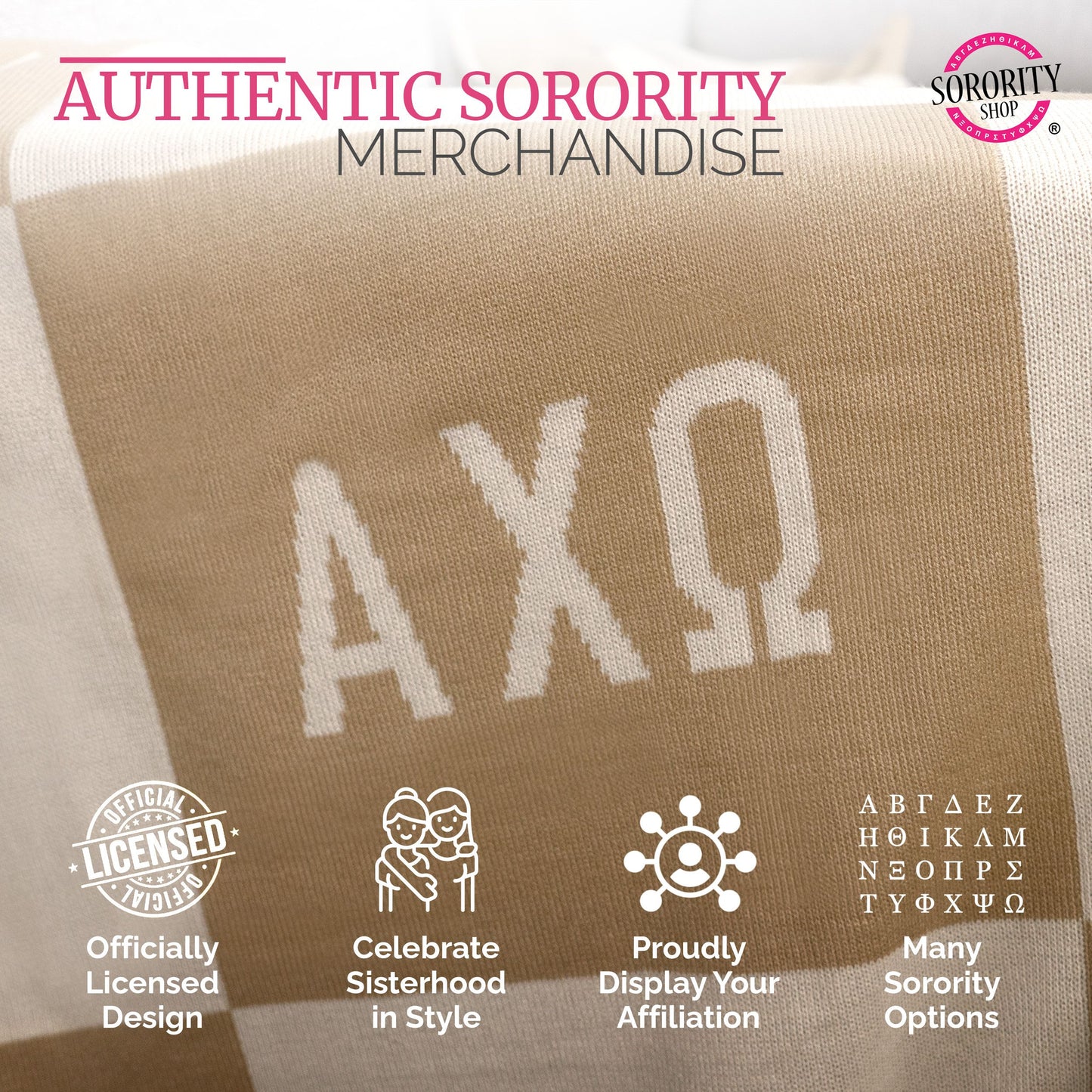 Sigma Delta Tau Blanket - Acrylic Knit Checkered Blanket