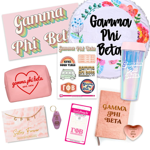 Gamma Phi Beta Celebrate Sisterhood Sorority Gift Box- 10 unique items