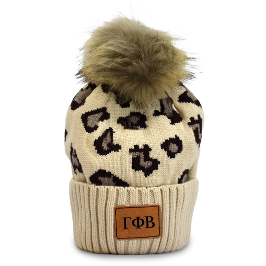 Gamma Phi Beta Leopard Design Beanie Hat
