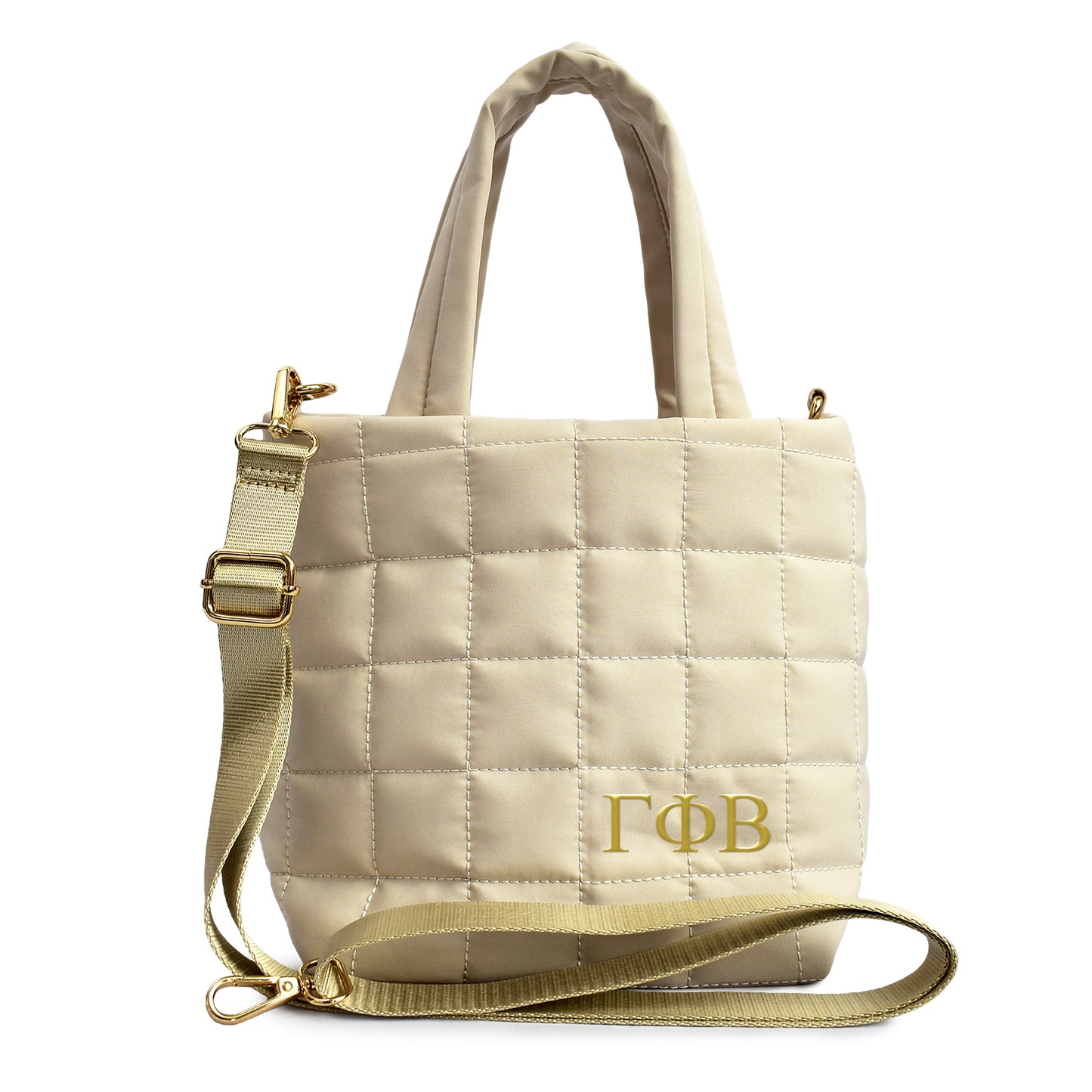 Gamma Phi Beta Quilted Tote Bag- Small Crossbody Bag with Greek Letters