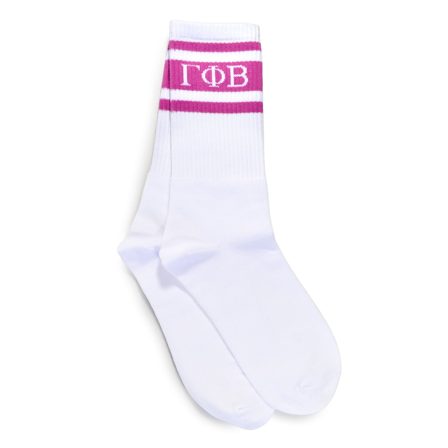 Gamma Phi Beta Socks- Striped Varsity Crew Socks with Greek Letters