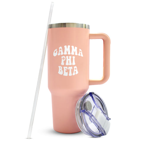 Gamma Phi Beta Tumbler - 40oz Stainless Steel with Handle