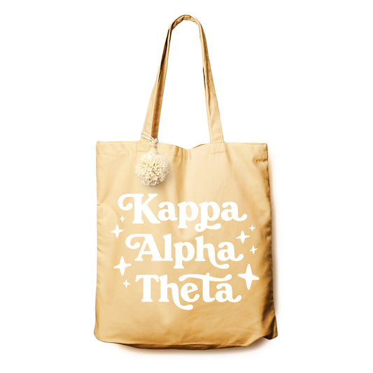 Kappa Alpha Theta Retro Pom Pom Tote Bag